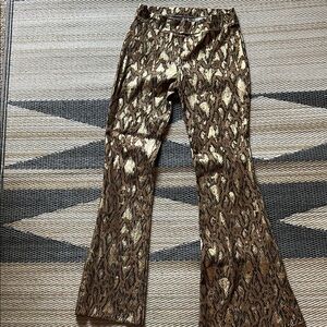 Gold and Brown Flared Pants